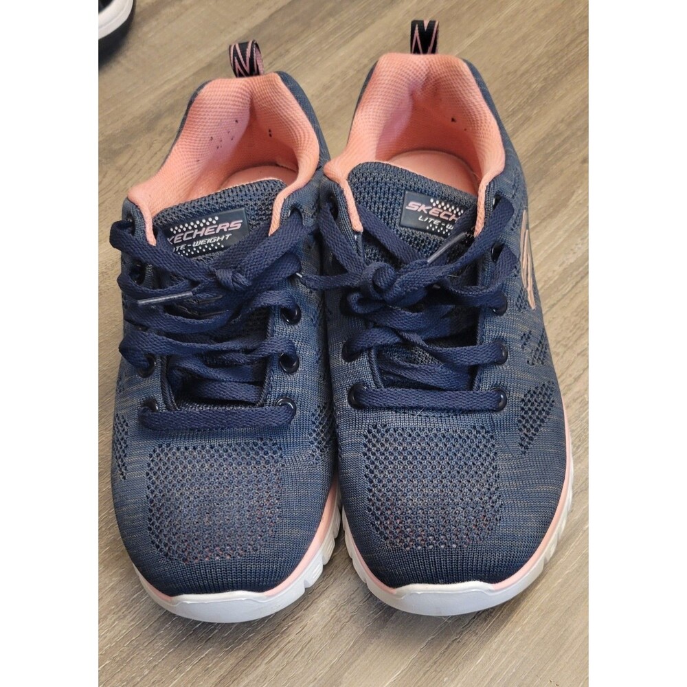 Skechers Women's Lite-Weight Memory Foam Sneaker Blue/Pink, Size 7
